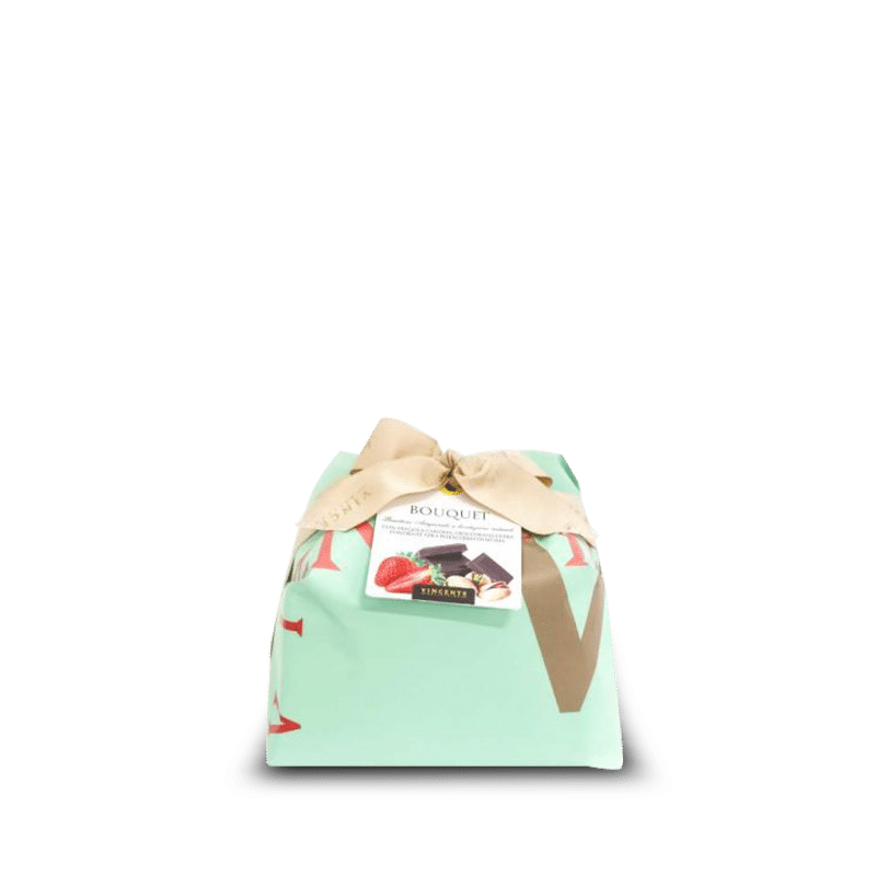 Vincente Panettone Bouquet με ζαχαρωμένες φράουλες και επικάλυψη μαύρης σοκολάτας 750g